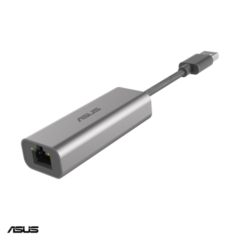 Placi de retea - Adaptor de retea USB la Ethernet 2.5G ASUS USB-C2500, port RJ45 100/1000/2500 Mbps, LED-uri bicolore, USB-C2500