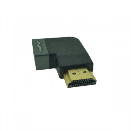 Adaptoare HDMI - Adaptor HDMI tata la HDMI mama, 8K, unghi 90 grade, inclinat la stanga, Lanberg 44101, DSC, eARC, HDR, carcasa aluminiu, argintiu