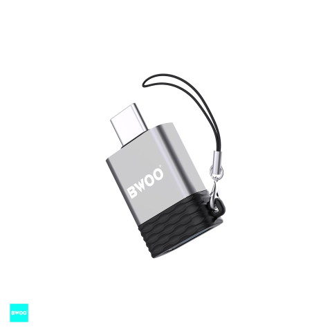 Accesorii IT - Adaptor OTG BWOO BZ-35, USB-C tata la USB mama, 2.4A, interfata USB 2.0. dimensiuni 31 x 21 x 9mm, gri