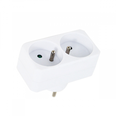 Adaptoare priza - Adaptor priza dubla , 3680W, 16A, cu impamantare, dimensiuni 85 x 75 x 48 mm, alb