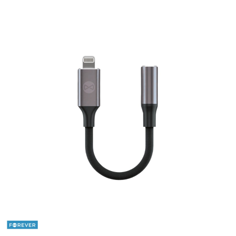 Accesorii IT - Adaptor tip Lightning AUX Forever AJL-01, conector tip Lightning la Jack 3.5 mm mama, permite high-quality 24-bit stereo sound pana la 48KHz, transmite functiile castilor gen control volum si raspuns