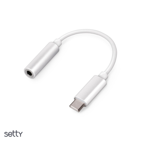 Adaptoare smartphone - Adaptor Type-C AUX , USB-C tata la Jack 3.5 mm mama, cablu 0.12m, pentru functii audio si incarcare, alb