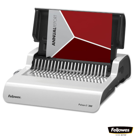 Aparate de indosariat - Aparat indosariat electric, Fellowes Pulsar-E 300, cu inele din plastic, diametru maxim spirala 38 mm, capacitate indosariere 300 foi, perforare 20 coli, pentru birou si arhivare