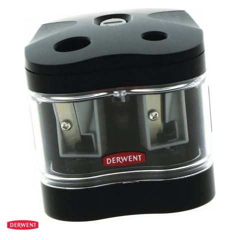 Birotica papetarie - Ascutitoare electrica dubla Derwent Professional, pe baterii, pentru creioane de 6-8 mm si 9-12 mm, neagra