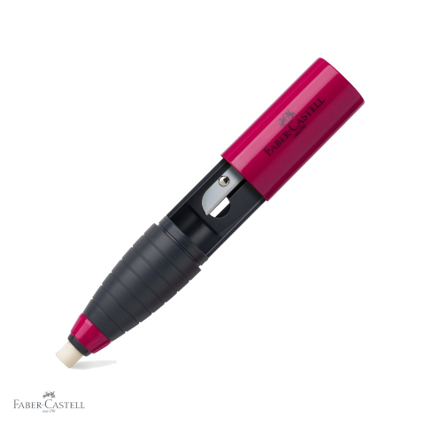 Birotica papetarie - Ascutitoare plastic Faber-Castell cu radiera inclusa, zona grip ergonomica, pentru creioane clasice si colorate