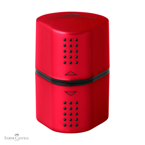 Birotica papetarie - Ascutitoare tripla Faber-Castell Grip 2001, forma triunghiulara ergonomica, cu container, pentru creioane standard si Jumbo
