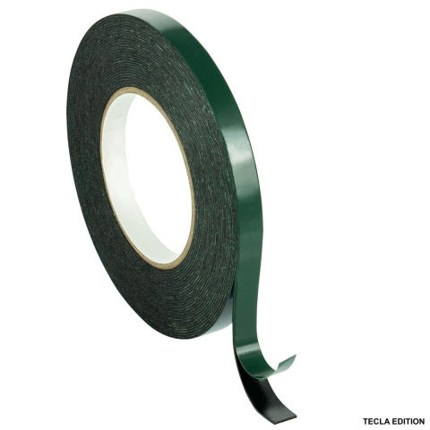 Benzi Dublu - Adezive - Banda dublu adeziva din spuma neagra lata, 15mm x 10m, rezistenta la apa si UV, pentru utilizari diverse si bricolaj, cu folie verde