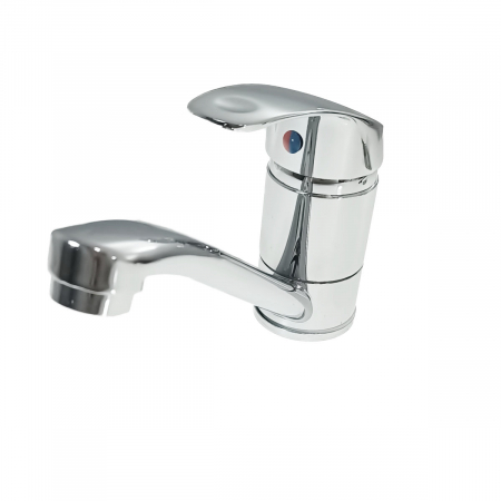 Baterii sanitare - Baterie baie pentru lavoar, BBF-55007, montaj stativ, monocomanda, cartus ceramic, cu racorduri, finisaj cromat
