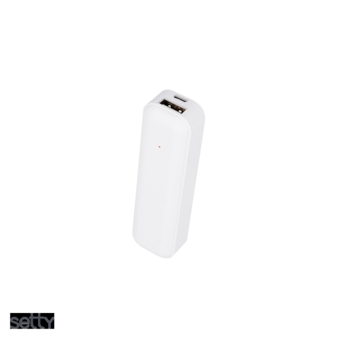 Energy - Baterie externa mini (power bank) Setty, 2600 mAh, USB-A + microUSB, cu cablu inclus, alb