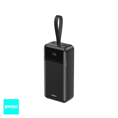 Baterii Power Bank - Baterie externa pentru laptop (power bank) BWOO, 30000 mAh, 2x USB-A + USB-C, 65W, cu afisaj, negru