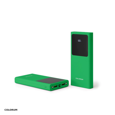Energy - Baterie externa (power bank) Colorum CPB10-04, 10000 mAh, USB-A + USB-C + microUSB, 22.5W, cu cablu inclus, verde