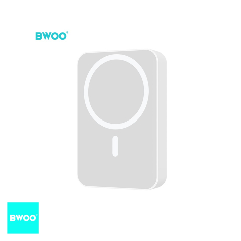 Energy - Baterie externa wireless magnetica (power bank) BWOO, 10000 mAh, USB-A + USB-C, 20W, alb