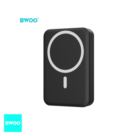 Energy - Baterie externa wireless magnetica (power bank) BWOO, 10000 mAh, USB-A + USB-C, 20W, negru