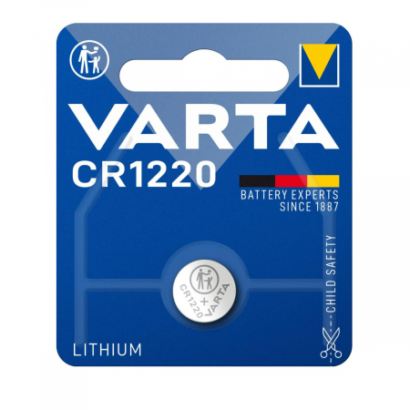 Baterii butoni 3V CR - Lithium - Baterie Litiu 3V CR1220, tip moneda, Varta 27689, in blister