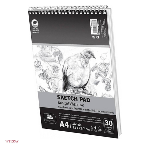 Birotica papetarie - Bloc de desen Pigna A4, 30 file, 160 g/mp, schite