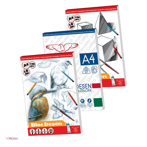 Acuarele, pensule si blocuri de desen - Bloc de desen Pigna A4, pentru desen, 160 g/mp, 16 coli, alba