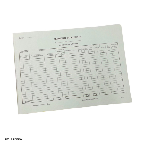Tipizate nepersonalizate - Borderou de achizitii, A4, autocopiativ, 100 file
