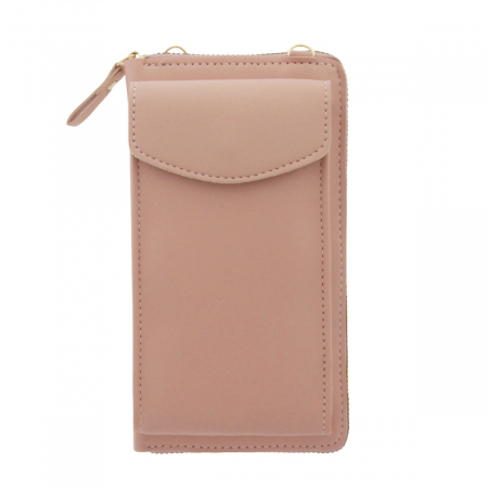Huse smartphone - Borseta pentru smartphone, bani si documente, Model 22782, dimensiuni 20 x 11 x 4.5 cm, cu o curea reglabila de 126 cm, din piele ecologica, bej