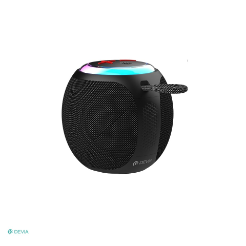Boxe bluetooth - Boxa Devia Lite1, Bluetooth v.5.3, USB-C, 1200 mAh, putere 5 W, cu microfon pentru apeluri, radio FM, slot microSD, music playback, iluminare ambientala RGB, Hi-Fi sound, dual speaker connection, dime