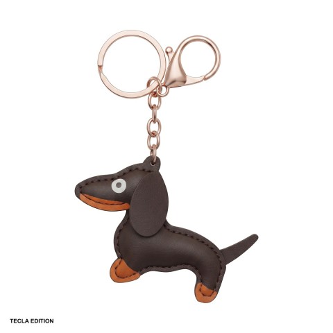 Brelocuri - Breloc Universal dachshund, metalic, carabiniera pentru prindere, Maro