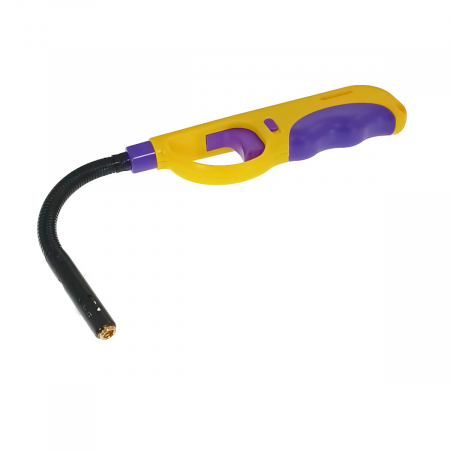 Aprinzatoare - Bricheta cu gaz si aprinzator antivant, gat flexibil, rezervor reincarcabil, buton blocare, lungime 28 cm, galben cu mov