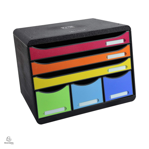 Birotica papetarie - Cabinet cu 6 sertare Exacompta Maxi, negru/multicolor