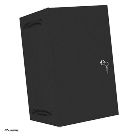 Rack-uri si accesorii - Cabinet rack de perete Lanberg 10 inch 9U, 280 x 310 mm, usa metalica cu incuietoare, flat pack, sarcina 20 kg, negru, WF10-2309-00B