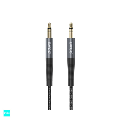 Cabluri audio - Cablu audio AUX, BO-AUX064, lungime 100cm, conectori jack 3.5mm tata-tata cu carcasa din aliaj aluminiu, invelis exterior din nailon impletit, in blister, negru