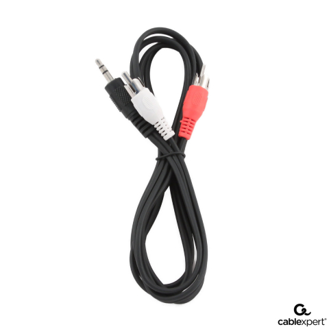 Cu mufa RCA - Cablu audio Jack 3.5mm la 2 x RCA, lungime 2.5m - Conexiune dispozitive portabile la echipamente Hi-Fi, Cablexpert