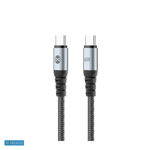 Cabluri USB tip C - Cablu de date Forever Braix, USB-C - USB-C, 1 m, 60W, negru