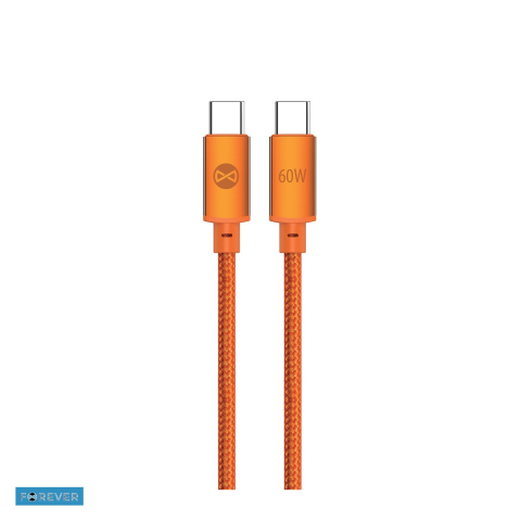 Cabluri USB tip C - Cablu de date Forever Saffron, USB-C - USB-C, 1 m, 60W, portocaliu