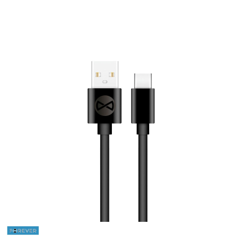 Accesorii IT - Cablu de date Forever, USB-A - USB-C, 1 m, 3A, negru
