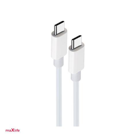 Accesorii IT - Cablu de date Maxlife MXUC-05, USB-C tata la USB-C tata, lungime 1 m, 100W, in cutie, alb