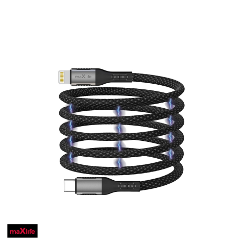 Accesorii IT - Cablu de date Maxlife MXUC-11, USB-C - Lightning, 1 m, 27W, negru
