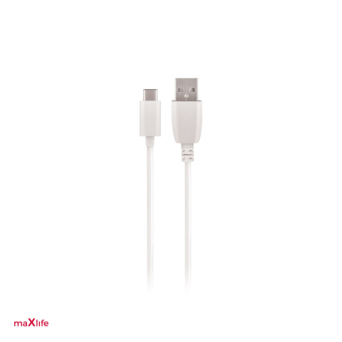 Accesorii IT - Cablu de date Maxlife, USB-A tata la USB-C tata, lungime 1 m, 3A, in cutie, alb