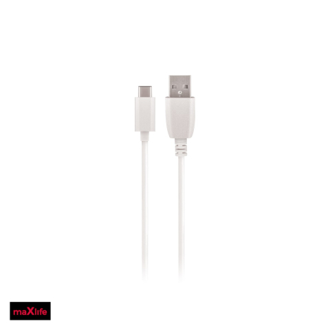 Accesorii IT - Cablu de date Maxlife, USB-A - USB-C, 2 m, 2A, alb