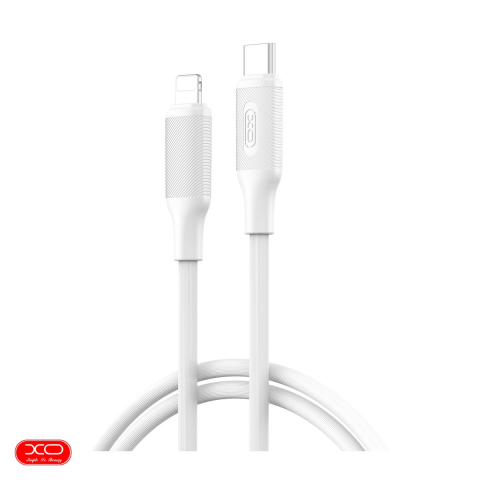 Cabluri iPhone - Cablu de date XO NB-Q265A, USB-C tata la tip Lightning tata, lungime 1 m, 27W, PD, in cutie, conectori intariti, alb