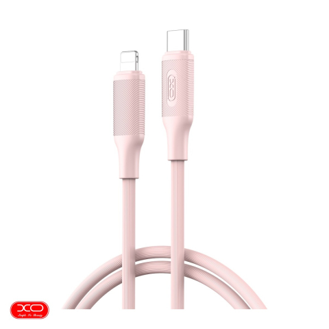 Cabluri iPhone - Cablu de date XO NB-Q265A, USB-C tata la tip Lightning tata, lungime 1 m, 27W, PD, in cutie, conectori intariti, roz