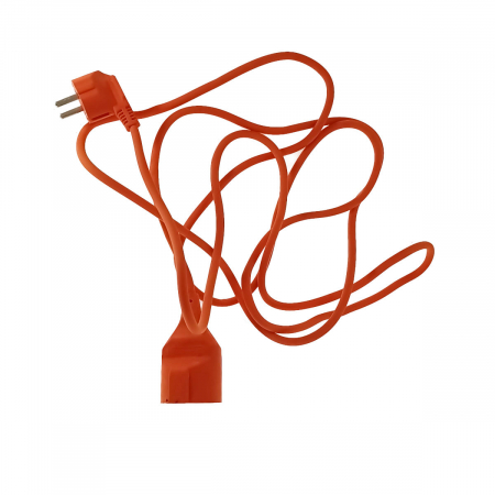 Prize electrice - Cablu prelungitor, lungime 3m, cu stecher si cupla cu impamantare, FE-40255, portocaliu