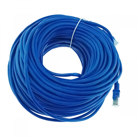 Cabluri retea internet - Cablu UTP cat.5, mufat 2xRJ45, lungime 50m, AWG 26, 100 MHz, de legatura retea, ethernet, albastru