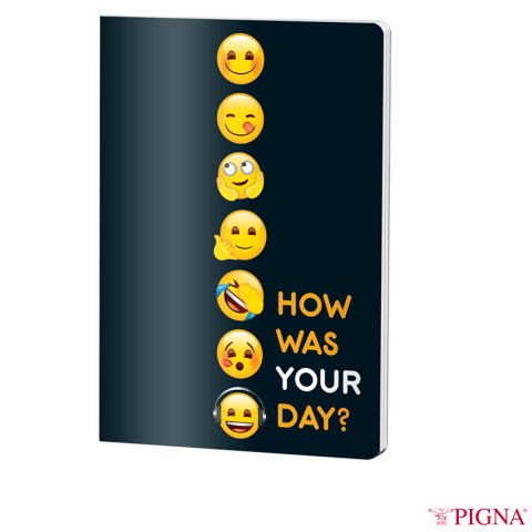 Birotica papetarie - Caiet A4 Dictando 60 File - Notite, Scolar si Uz General, Design Emoji pe Fond Negru