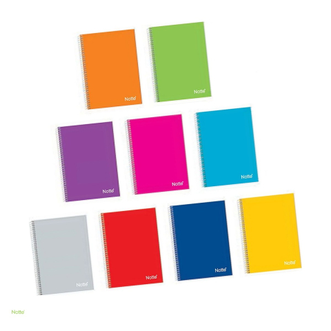 Birotica papetarie - Caiet cu spira Notte A5, 80 file, dictando, 60 g/mp, coperta carton laminat, modele asortate