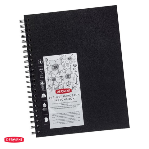 Birotica papetarie - Caiet cu spira pentru schite Derwent Professional, A4, 86 file, 110 g/mp, coperta neagra