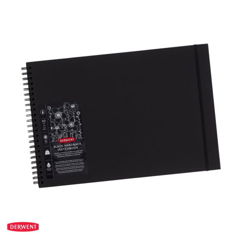 Birotica papetarie - Caiet cu spira pentru schite si desen Derwent Professional, A3, 40 file, 200 g/mp, hartie neagra