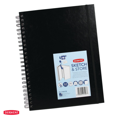 Birotica papetarie - Caiet cu spira pentru schite si desen Derwent Professional, A4, 56 file, 165 g/mp, cu mapa