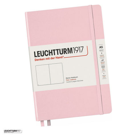 Caiete - Caiet Leuchtturm1917 Notebook Classic A5, coperta rigida, velin, 251 pagini numerotate, hartie 80 g/mp, 145 x 210 mm, cuprins, 2 semne de carte, elastic, buzunar, roz pastel
