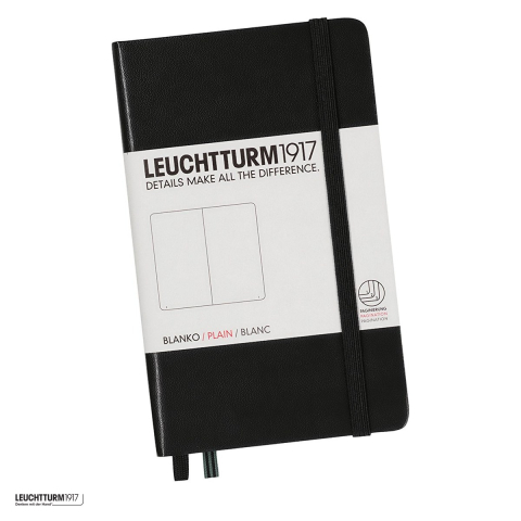 Caiete - Caiet Leuchtturm1917 Notebook Classic A6, coperta rigida, velin, 187 pagini numerotate, hartie 80 g/mp, 90 x 150 mm, cuprins, 2 semne de carte, elastic, buzunar, negru