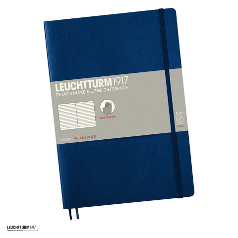 Caiete B5 - Caiet Leuchtturm1917 Notebook Classic B5, coperta flexibila, dictando, 123 pagini numerotate, hartie 80 g/mp, 178 x 254 mm, cuprins, 2 semne de carte, elastic, buzunar, albastru navy