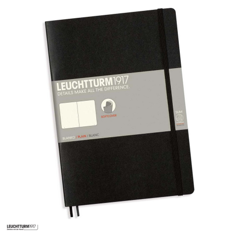 Caiete B5 - Caiet Leuchtturm1917 Notebook Classic B5, coperta flexibila, dictando, 123 pagini numerotate, hartie 80 g/mp, 178 x 254 mm, cuprins, 2 semne de carte, elastic, buzunar, negru