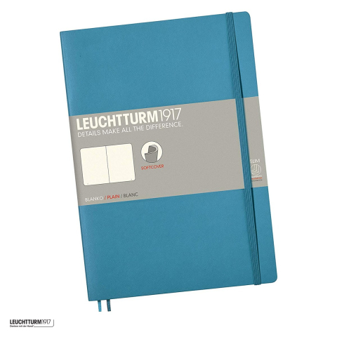 Caiete B5 - Caiet Leuchtturm1917 Notebook Classic B5, coperta flexibila, velin, 123 pagini numerotate, hartie 80 g/mp, 178 x 254 mm, cuprins, 2 semne de carte, elastic, buzunar, albastru nordic